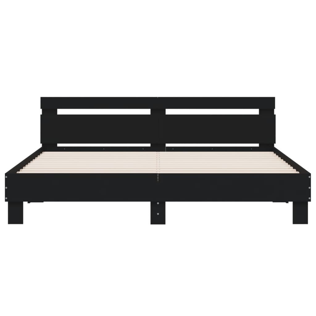 vidaXL Estructura cama con cabecero madera ingeniería negro 200x200 cm