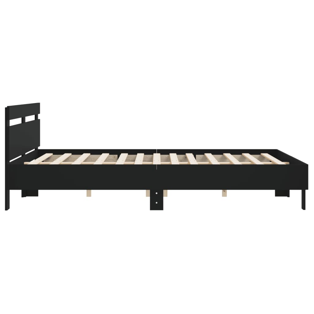 vidaXL Estructura cama con cabecero madera ingeniería negro 200x200 cm