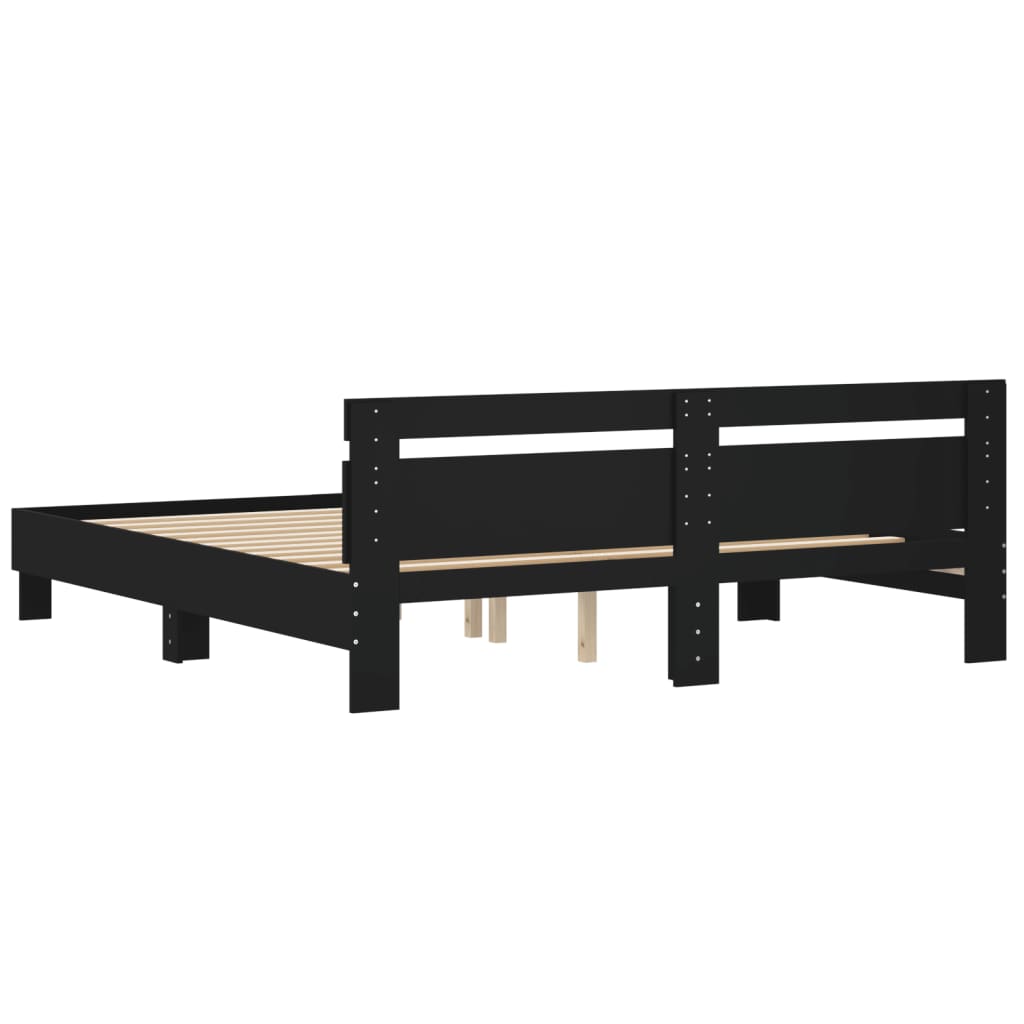 vidaXL Estructura cama con cabecero madera ingeniería negro 200x200 cm