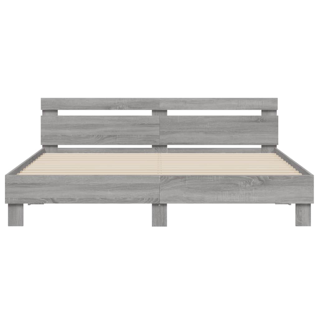 vidaXL Cama con cabecero madera ingeniería gris Sonoma 200x200 cm