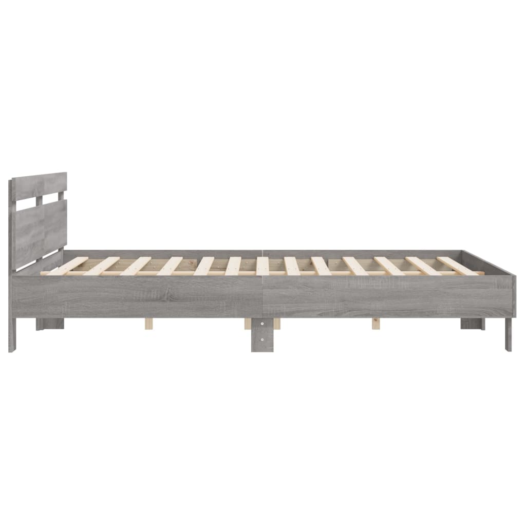 vidaXL Cama con cabecero madera ingeniería gris Sonoma 200x200 cm