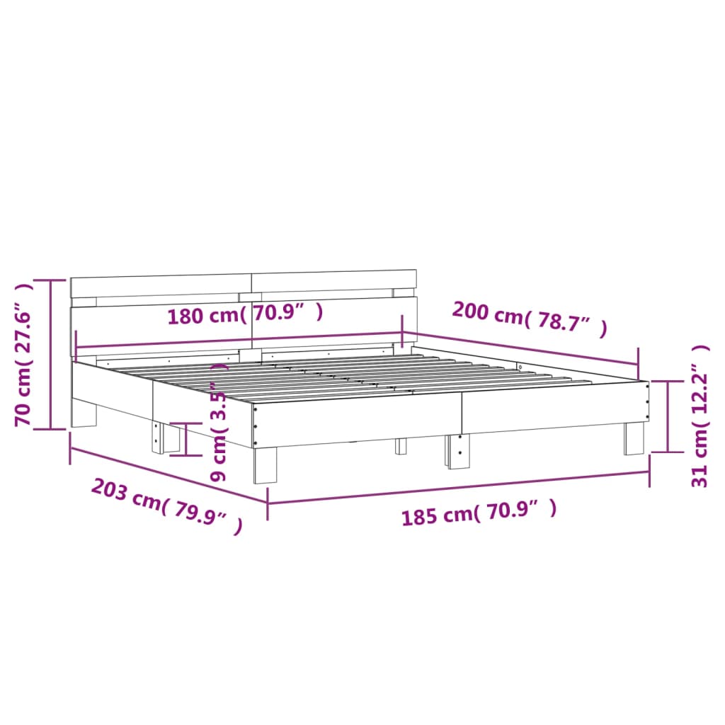 vidaXL Estructura cama con cabecero madera ingeniería blanco 180x200cm