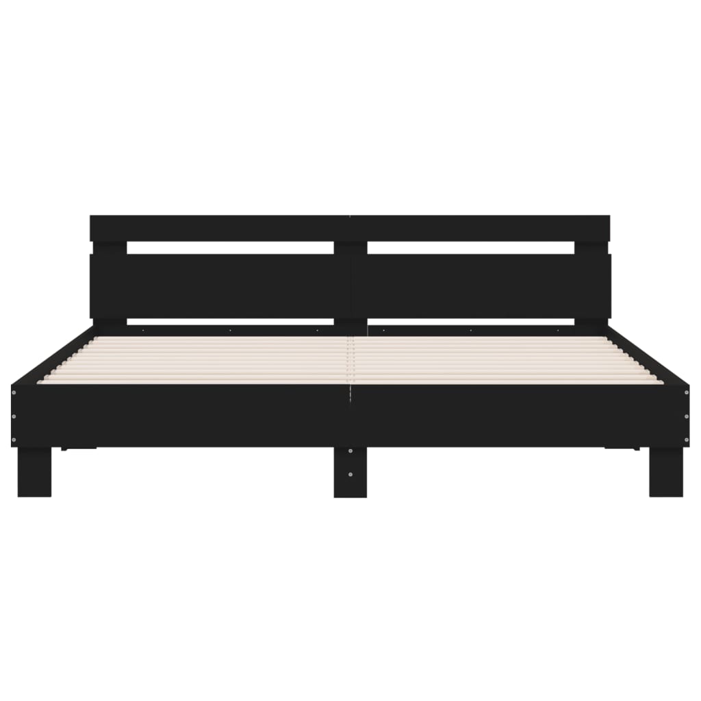 vidaXL Estructura cama con cabecero madera ingeniería negro 180x200 cm