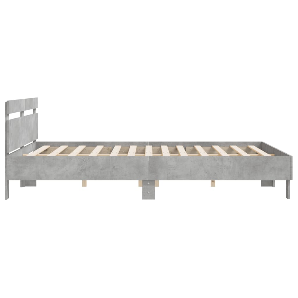 vidaXL Cama con cabecero madera de ingeniería gris hormigón 180x200 cm