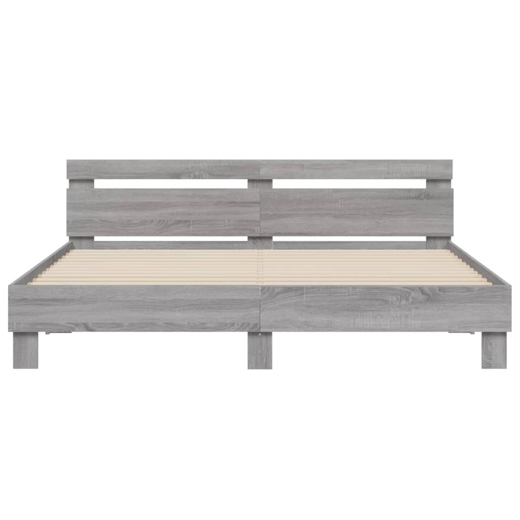 vidaXL Cama con cabecero madera de ingeniería gris Sonoma 180x200 cm