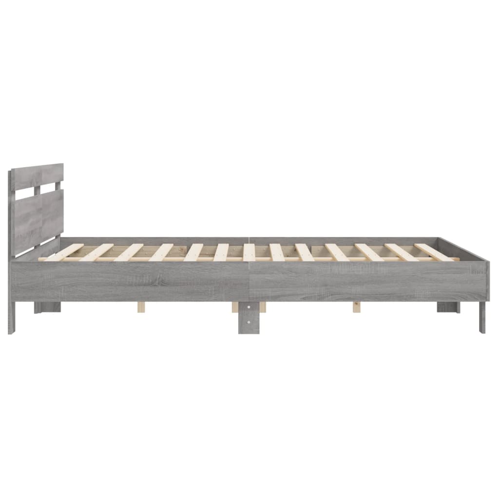 vidaXL Cama con cabecero madera de ingeniería gris Sonoma 180x200 cm