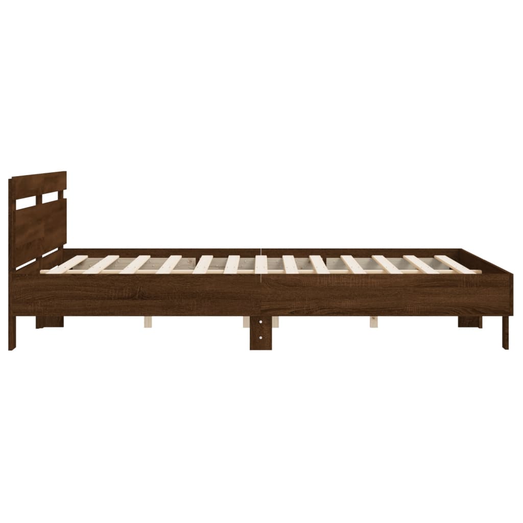 vidaXL Cama con cabecero madera de ingeniería marrón roble 180x200 cm