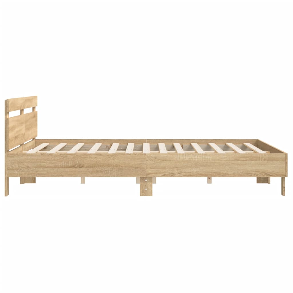 vidaXL Cama con cabecero madera de ingeniería roble Sonoma 160x200 cm