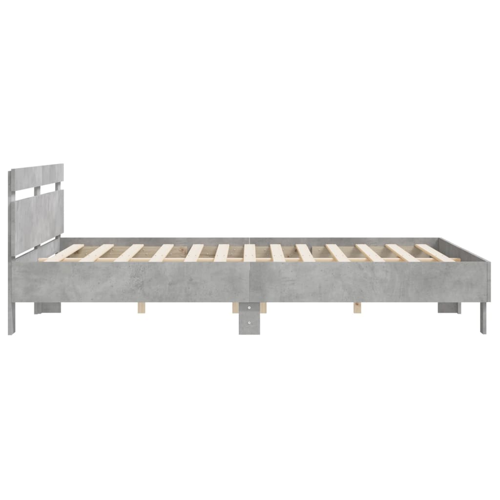 vidaXL Cama con cabecero madera de ingeniería gris hormigón 160x200 cm