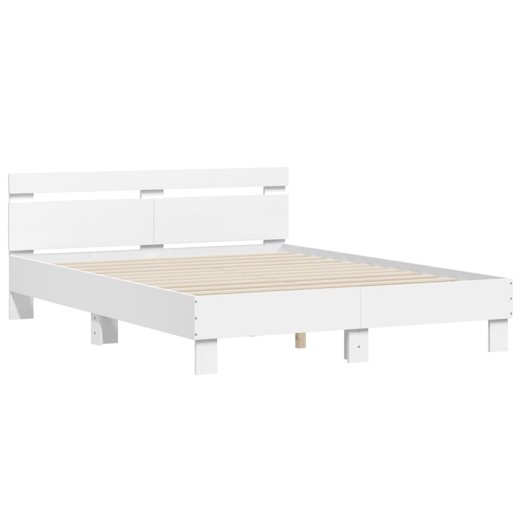 vidaXL Estructura cama con cabecero madera ingeniería blanco 150x200cm