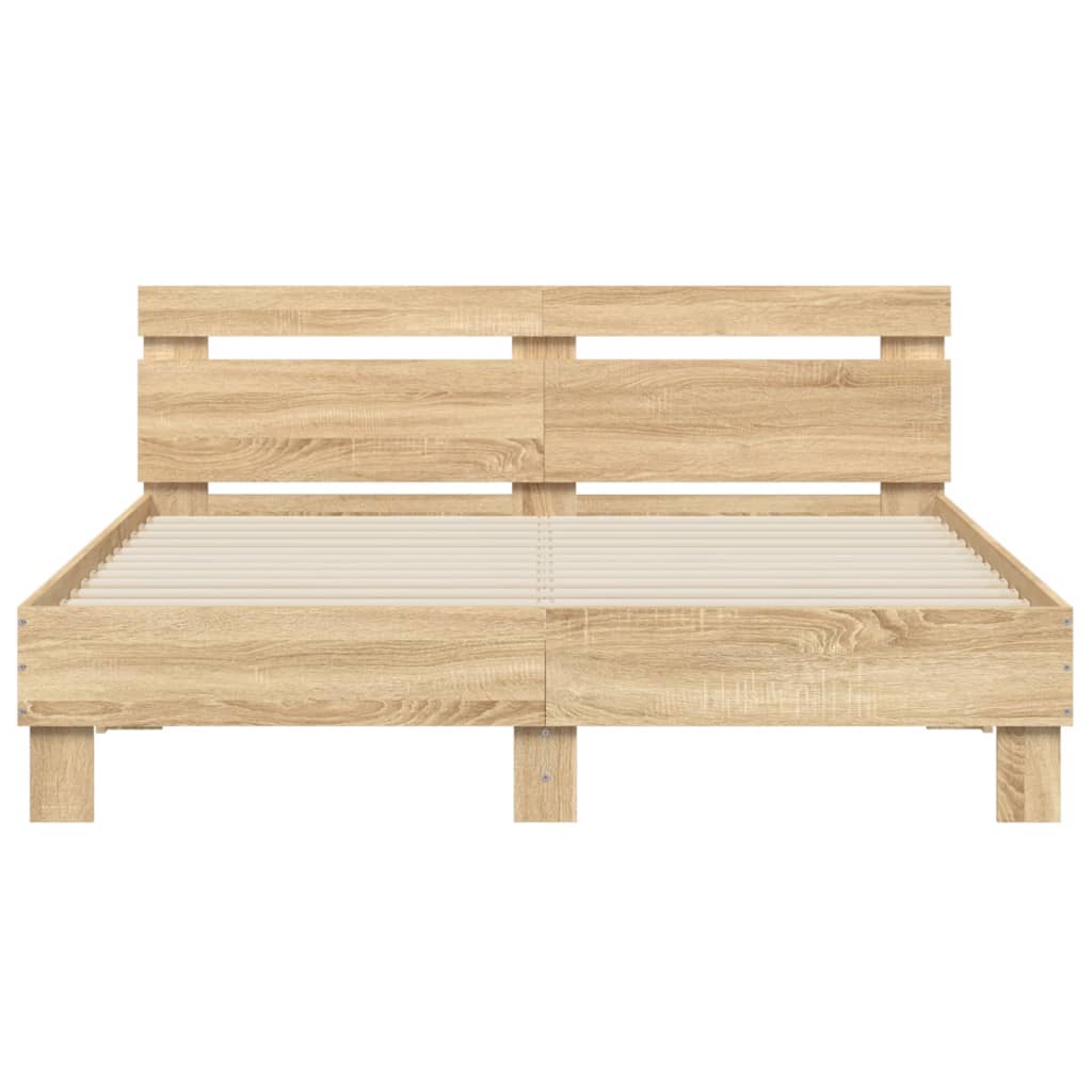 vidaXL Cama con cabecero madera de ingeniería roble Sonoma 150x200 cm