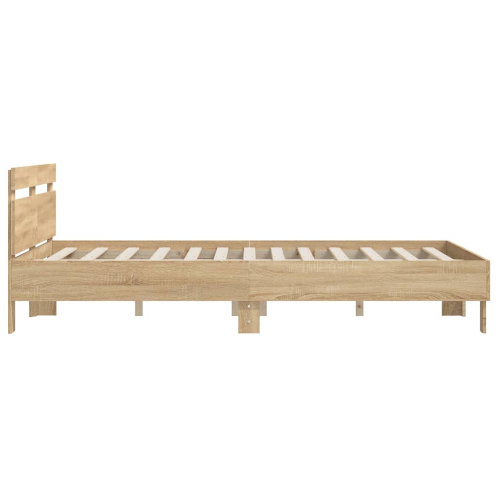 vidaXL Cama con cabecero madera de ingeniería roble Sonoma 150x200 cm