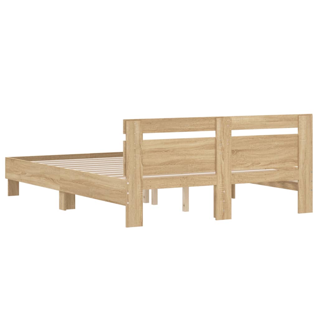 vidaXL Cama con cabecero madera de ingeniería roble Sonoma 150x200 cm