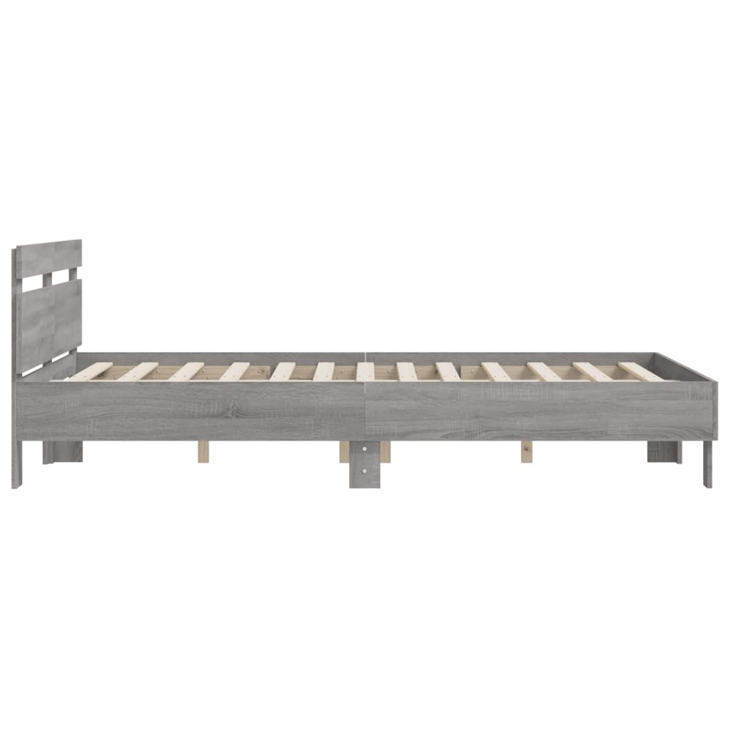 vidaXL Cama con cabecero madera de ingeniería gris Sonoma 150x200 cm