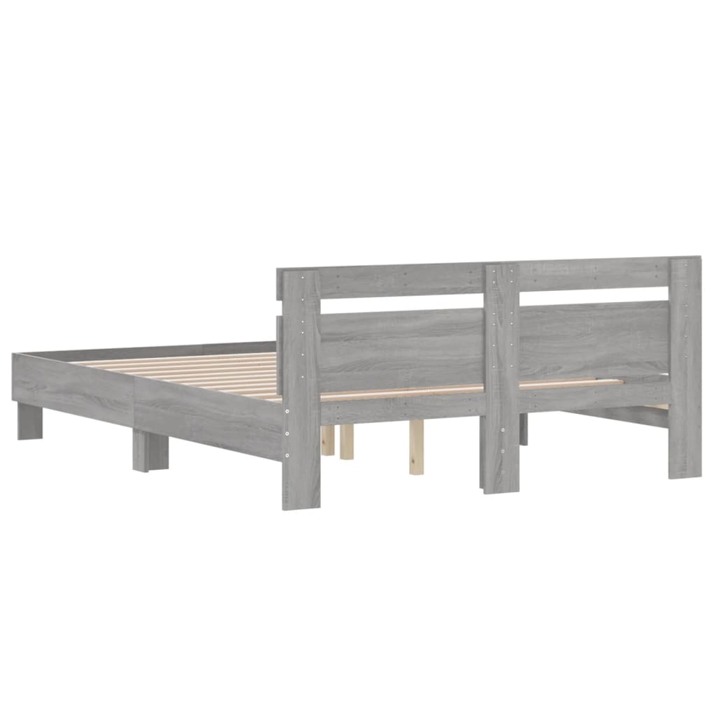 vidaXL Cama con cabecero madera de ingeniería gris Sonoma 150x200 cm