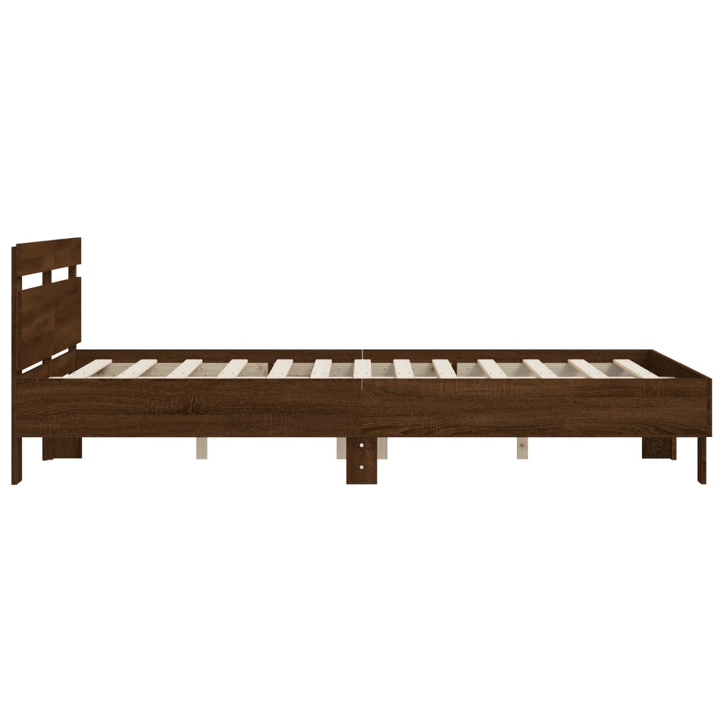 vidaXL Cama con cabecero madera de ingeniería marrón roble 150x200 cm