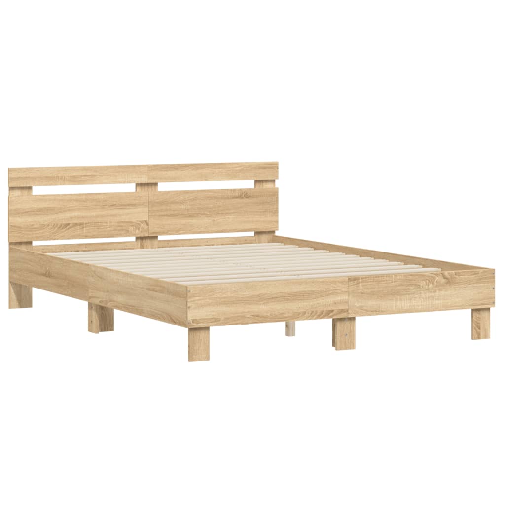 vidaXL Cama con cabecero madera de ingeniería roble Sonoma 140x200 cm