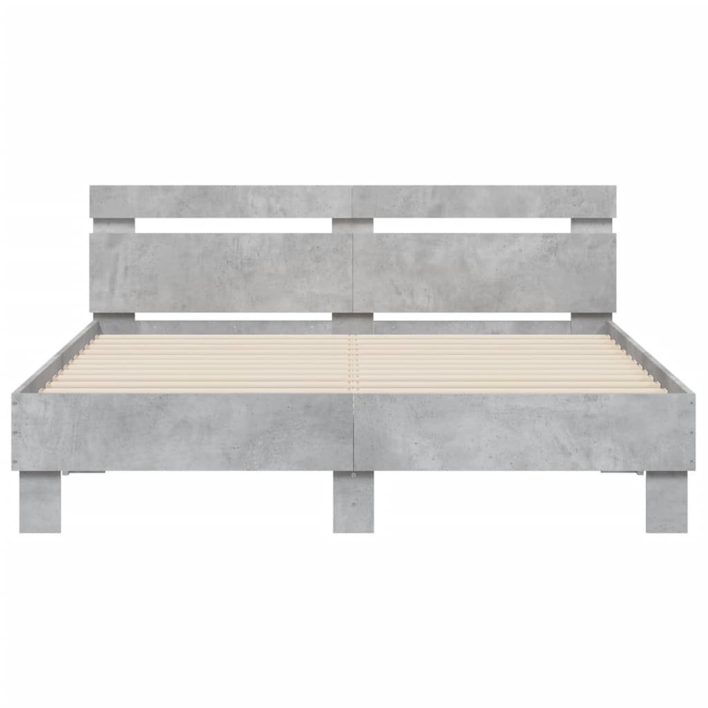 vidaXL Cama con cabecero madera de ingeniería gris hormigón 140x200 cm