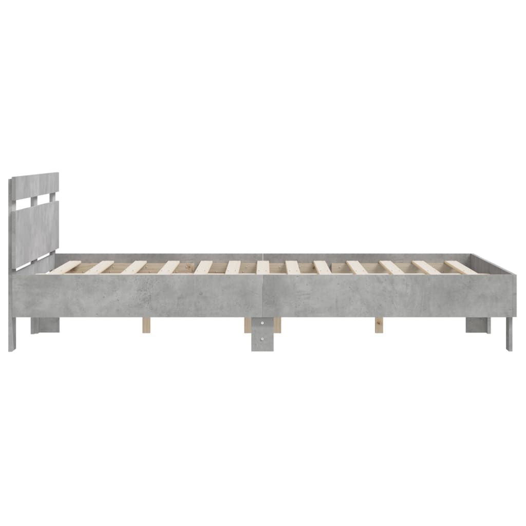 vidaXL Cama con cabecero madera de ingeniería gris hormigón 140x200 cm