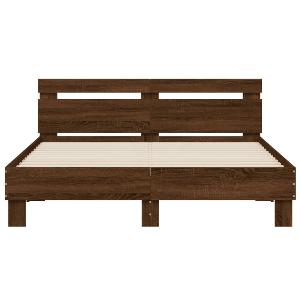 vidaXL Cama con cabecero madera de ingeniería marrón roble 140x200 cm