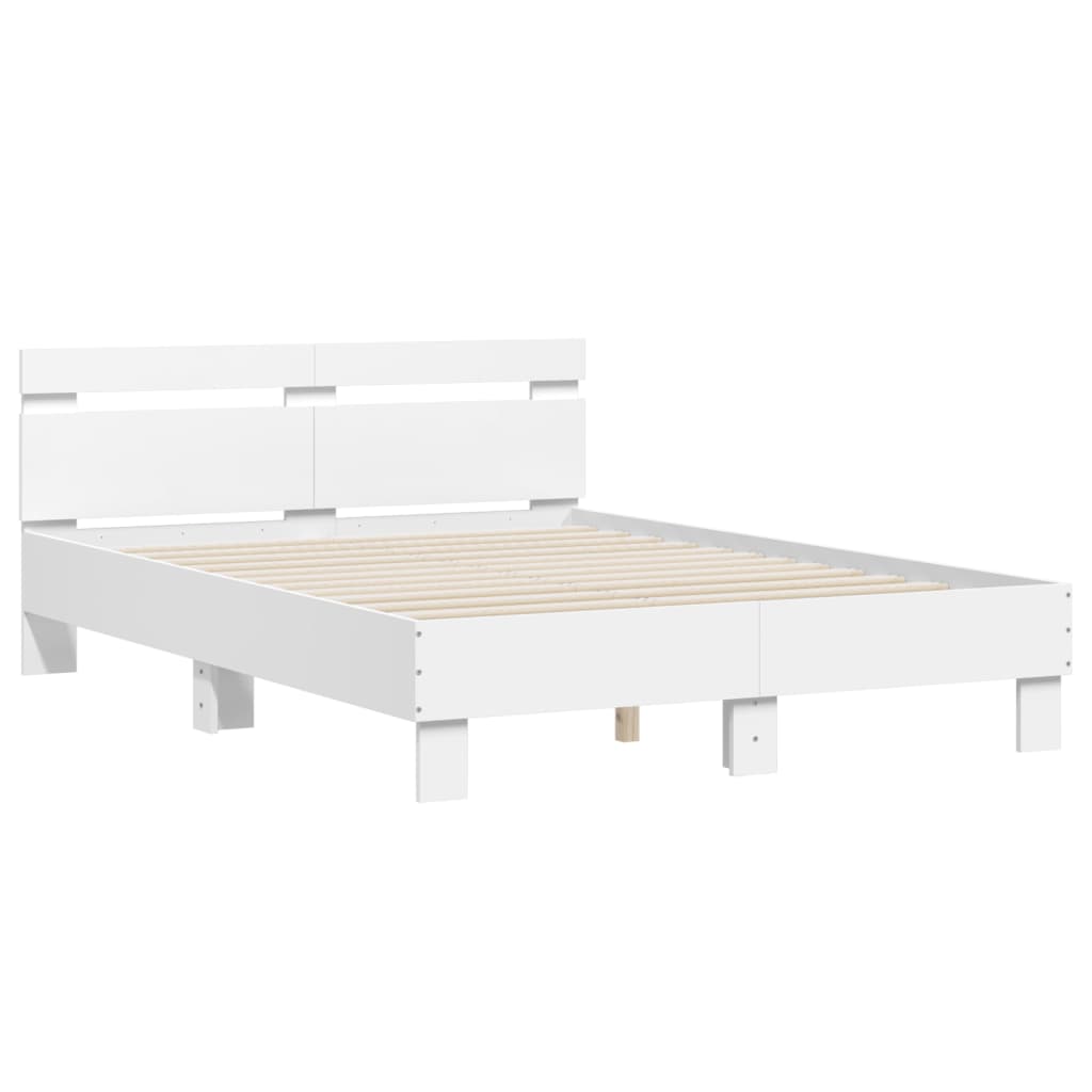 vidaXL Estructura cama con cabecero madera ingeniería blanco 120x200cm