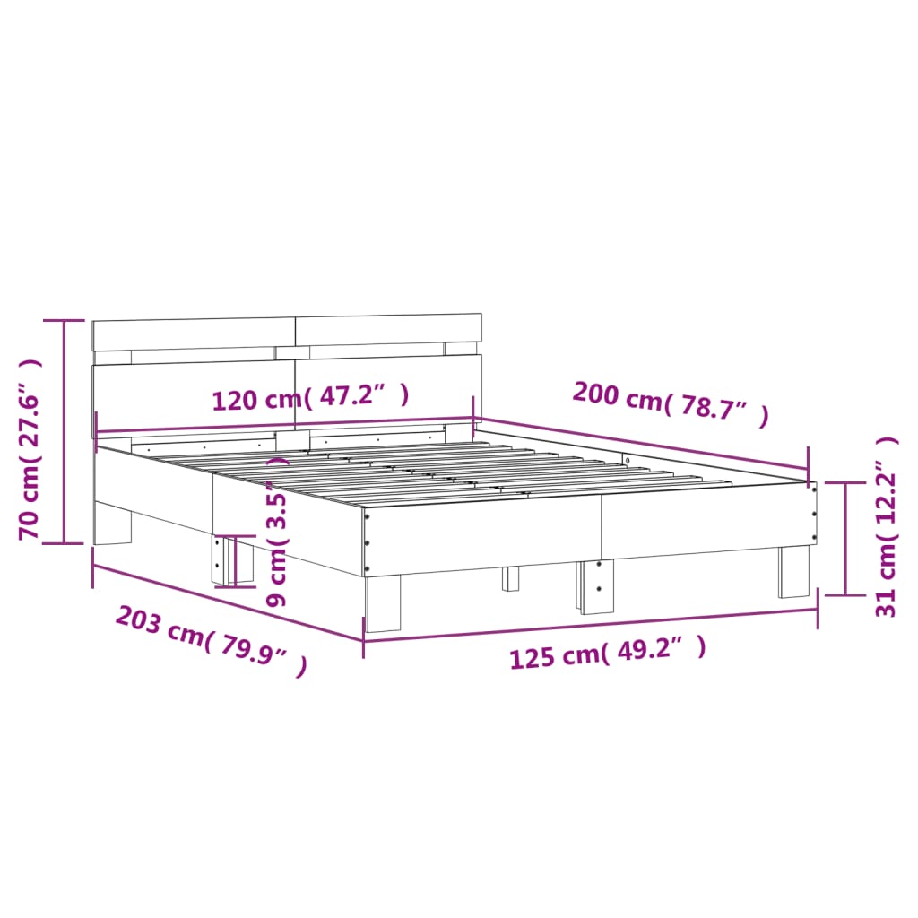 vidaXL Estructura cama con cabecero madera ingeniería blanco 120x200cm