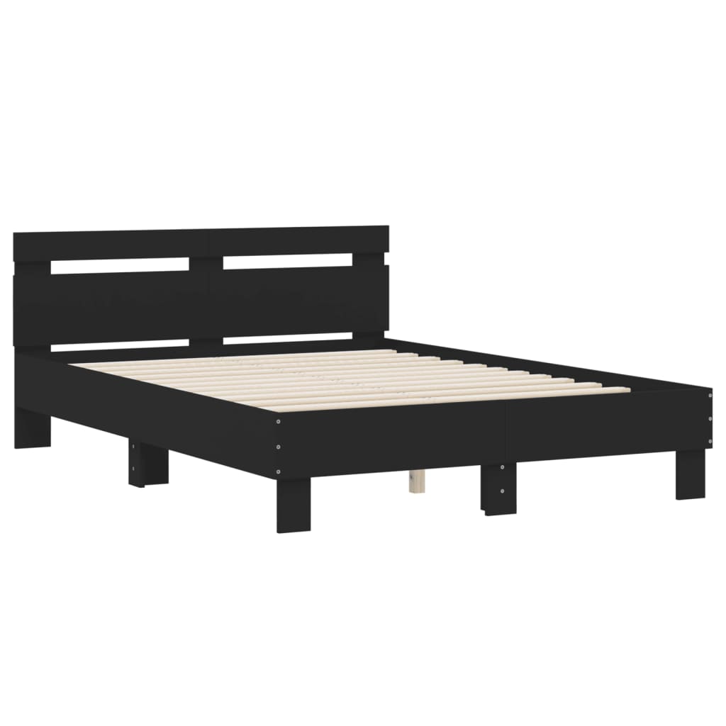 vidaXL Estructura cama con cabecero madera ingeniería negro 120x200 cm