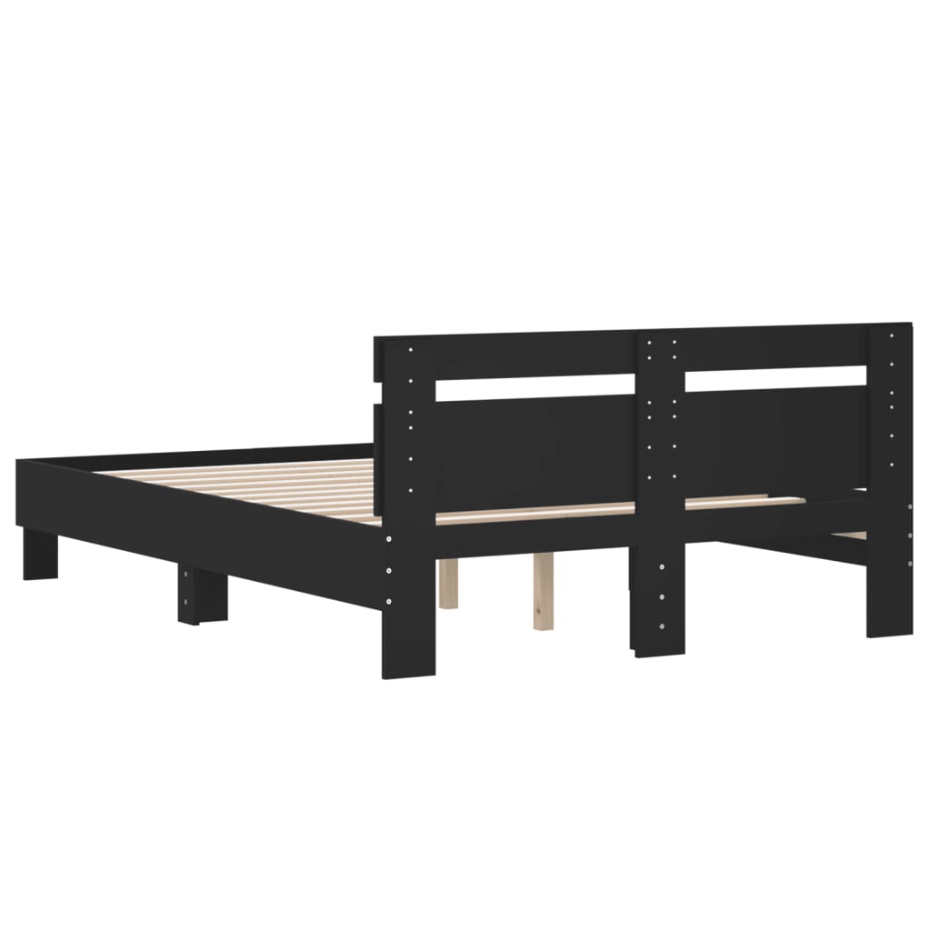 vidaXL Estructura cama con cabecero madera ingeniería negro 120x200 cm