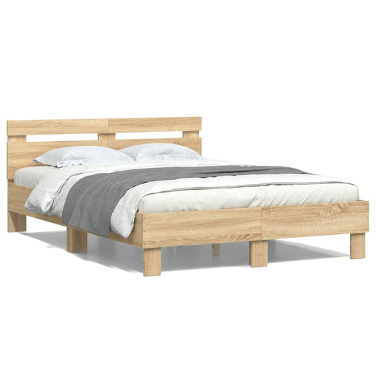 vidaXL Cama con cabecero madera de ingeniería roble Sonoma 120x200 cm