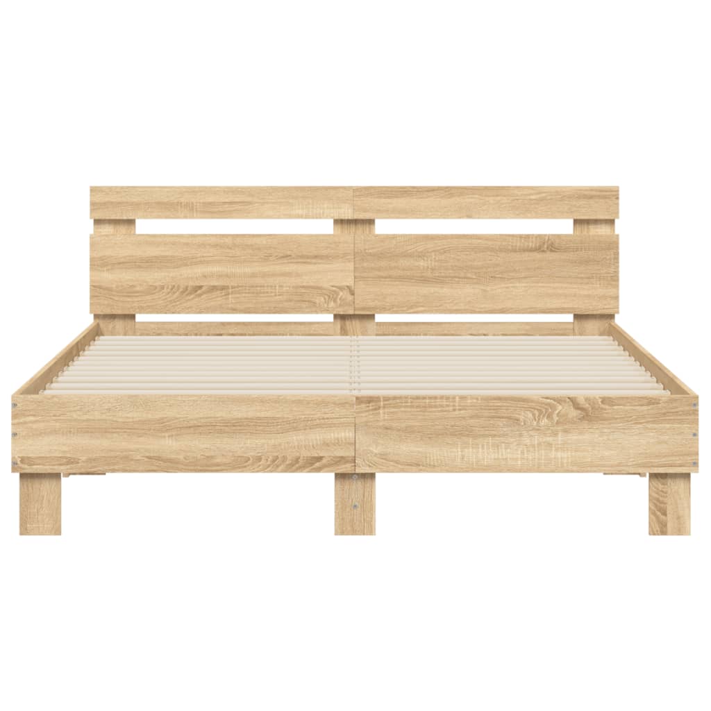 vidaXL Cama con cabecero madera de ingeniería roble Sonoma 140x190 cm