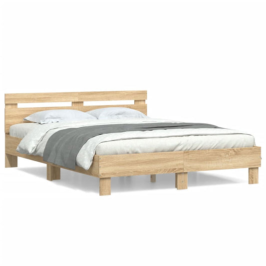 vidaXL Cama con cabecero madera de ingeniería roble Sonoma 140x190 cm