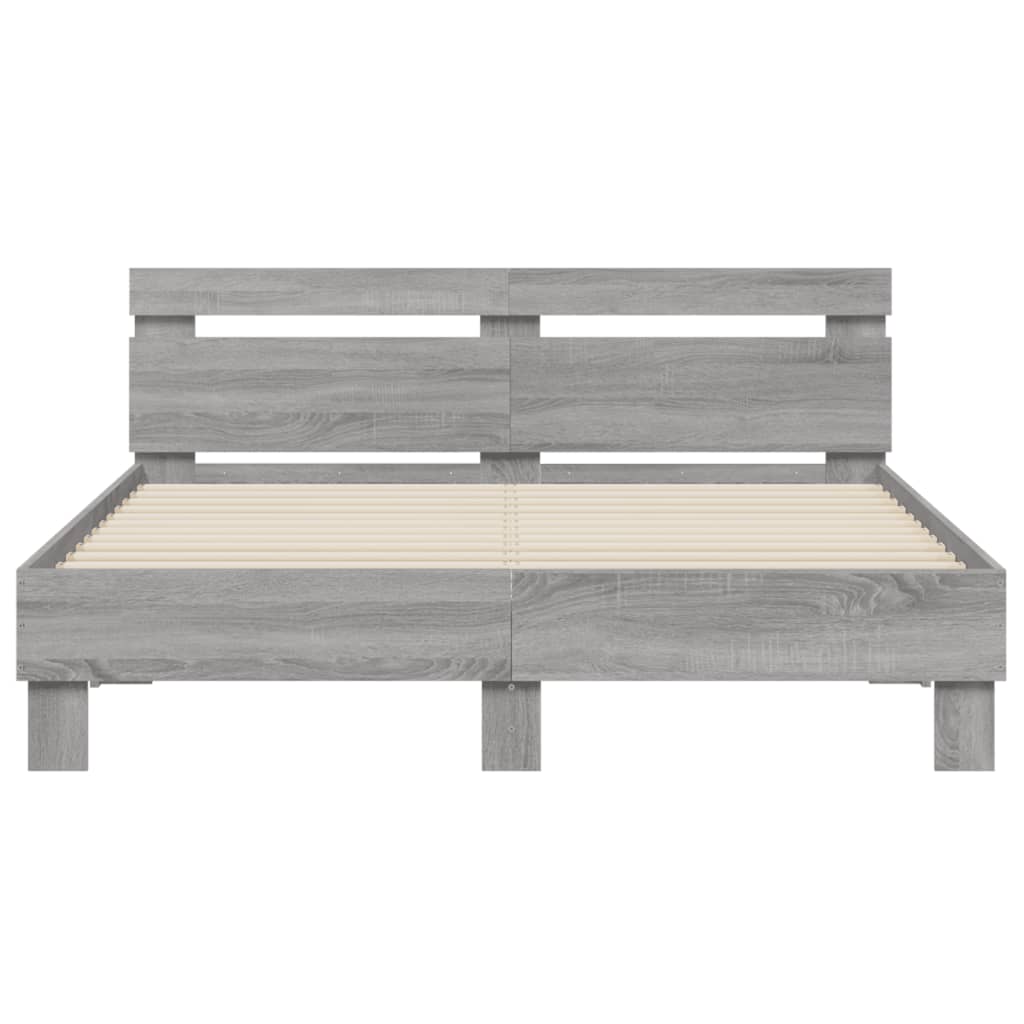 vidaXL Cama con cabecero madera de ingeniería gris Sonoma 140x190 cm