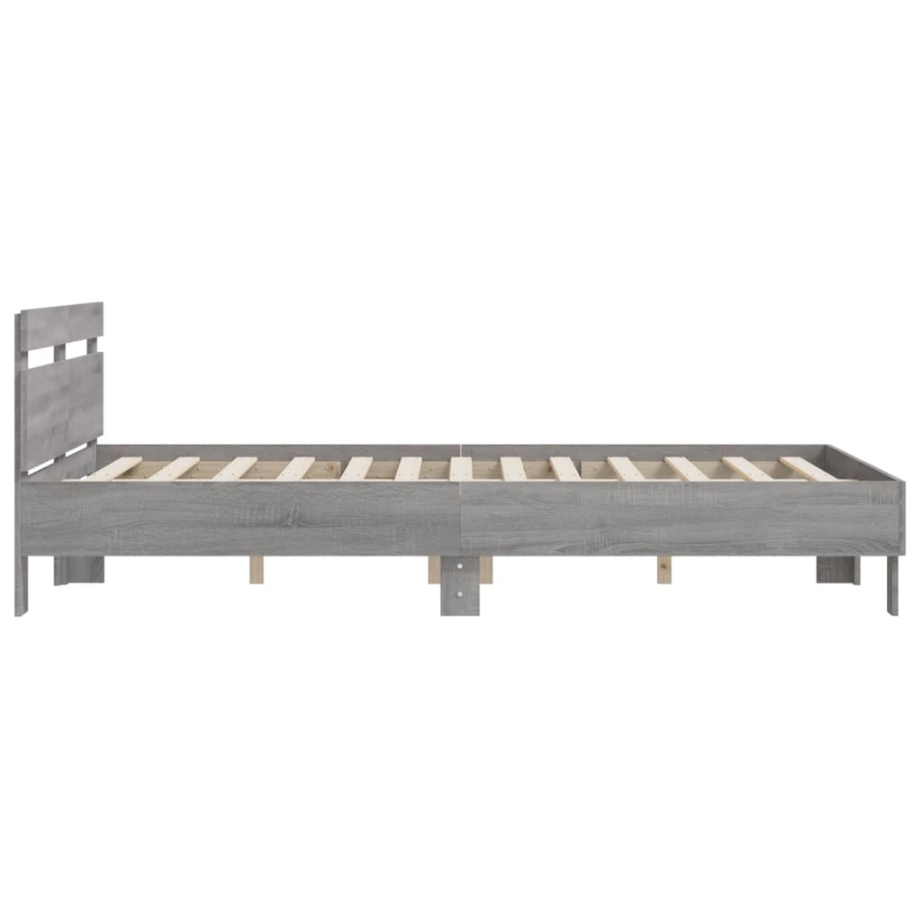 vidaXL Cama con cabecero madera de ingeniería gris Sonoma 140x190 cm