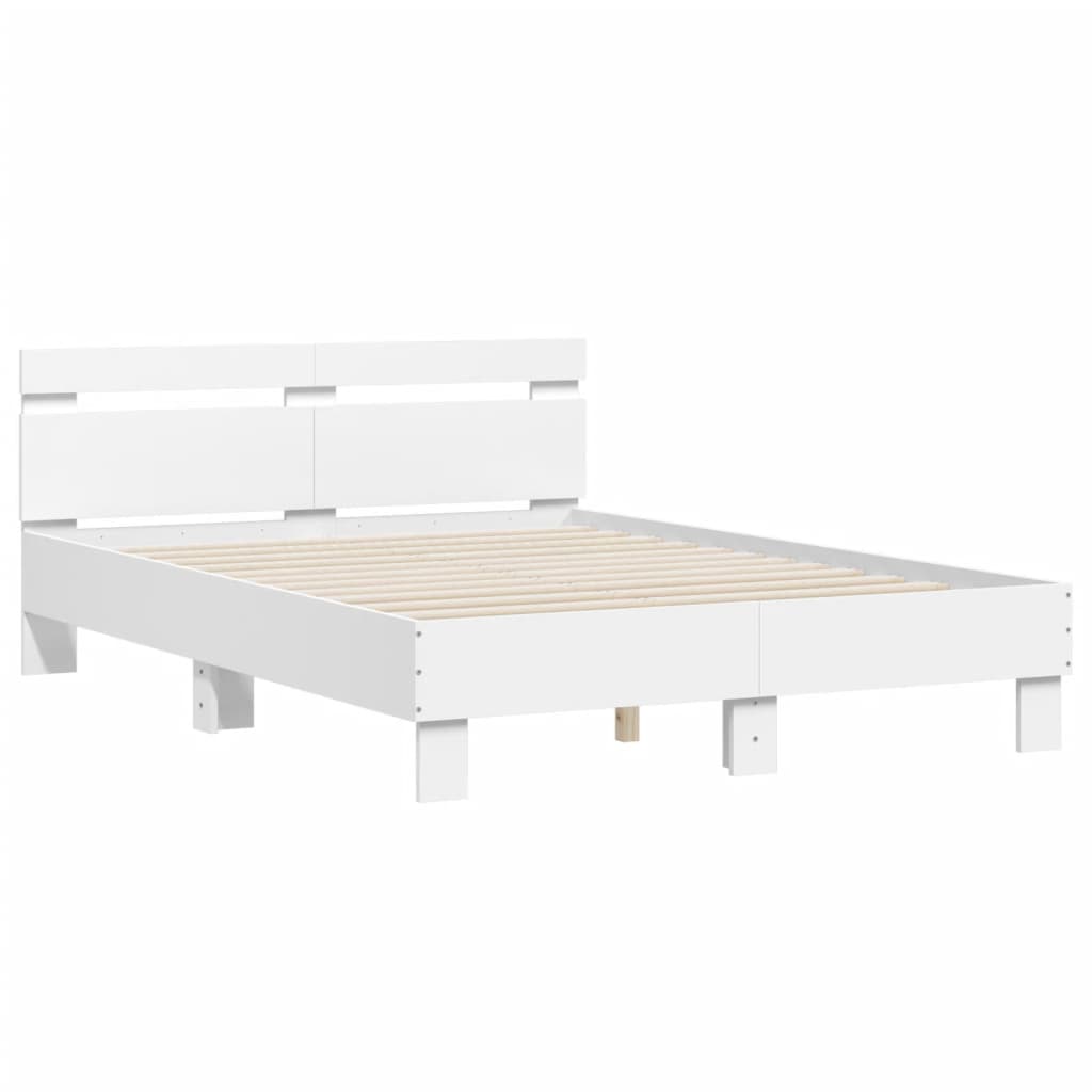 vidaXL Estructura cama con cabecero madera ingeniería blanco 135x190cm