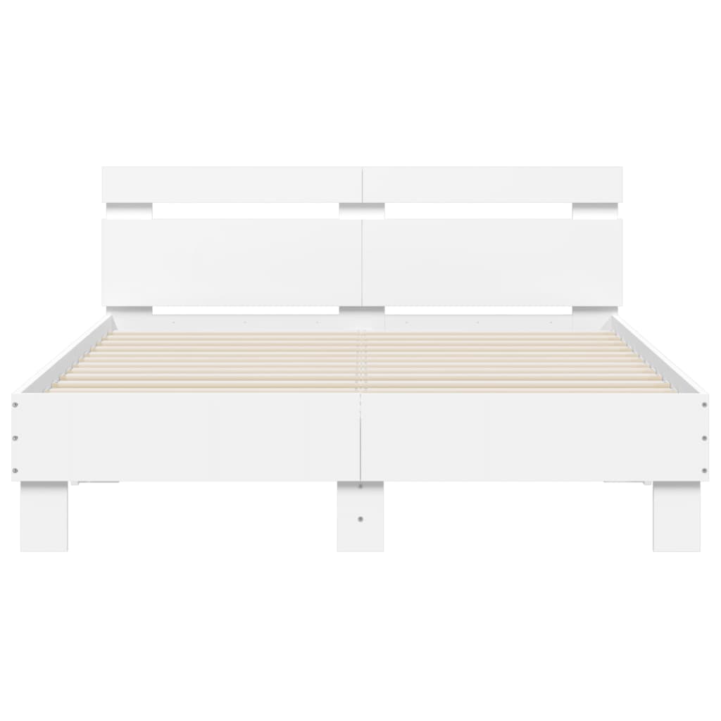 vidaXL Estructura cama con cabecero madera ingeniería blanco 135x190cm