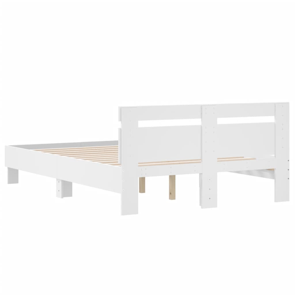 vidaXL Estructura cama con cabecero madera ingeniería blanco 135x190cm