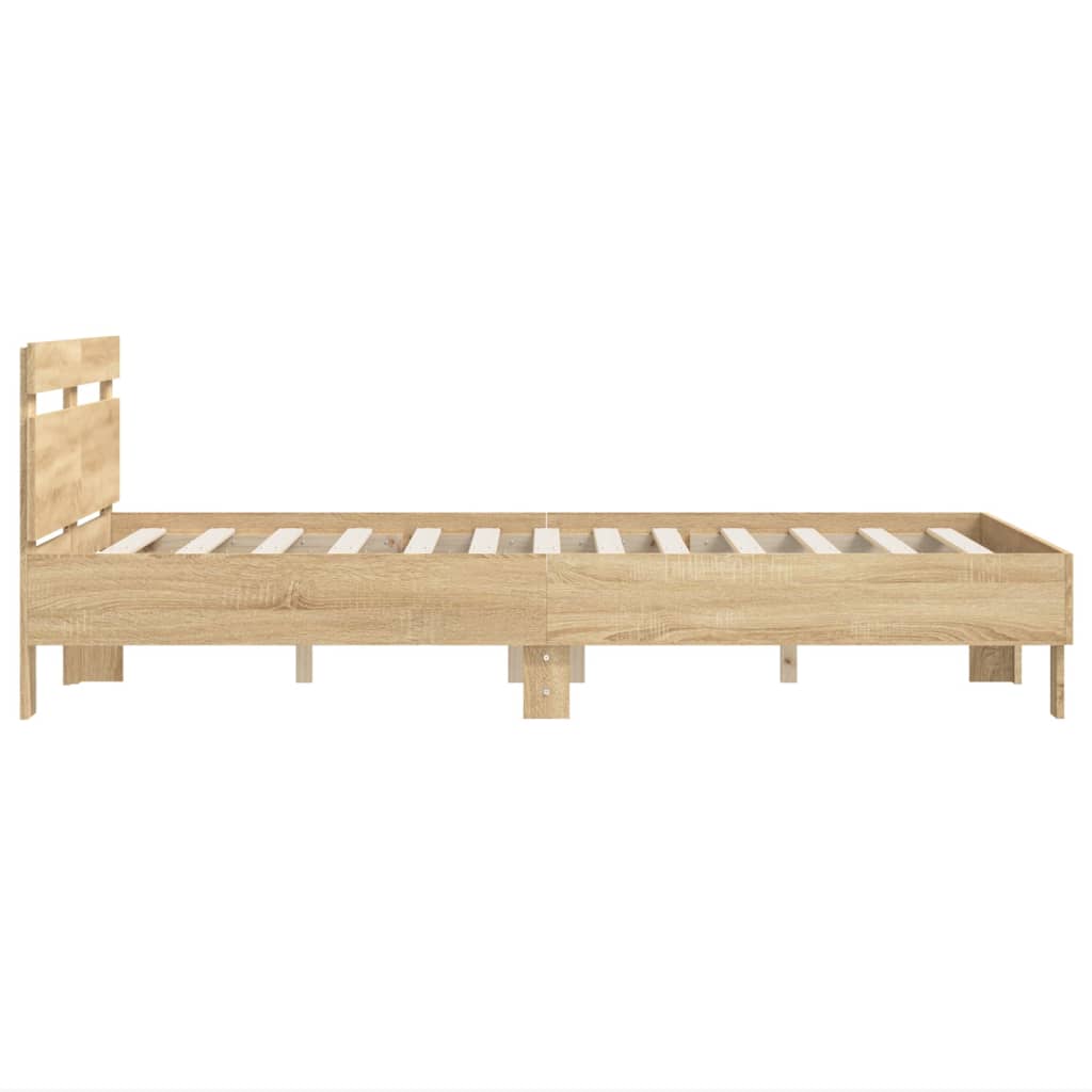 vidaXL Cama con cabecero madera de ingeniería roble Sonoma 135x190 cm