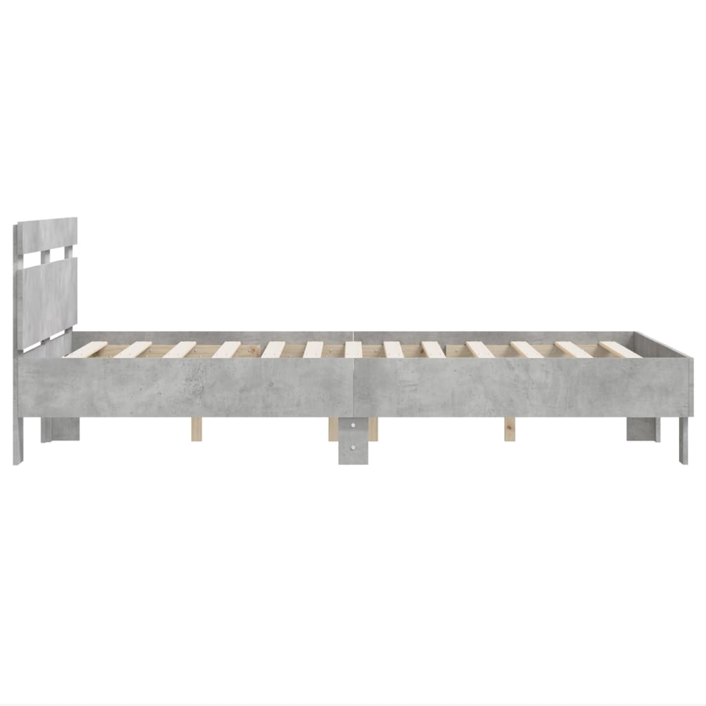 vidaXL Cama con cabecero madera de ingeniería gris hormigón 135x190 cm