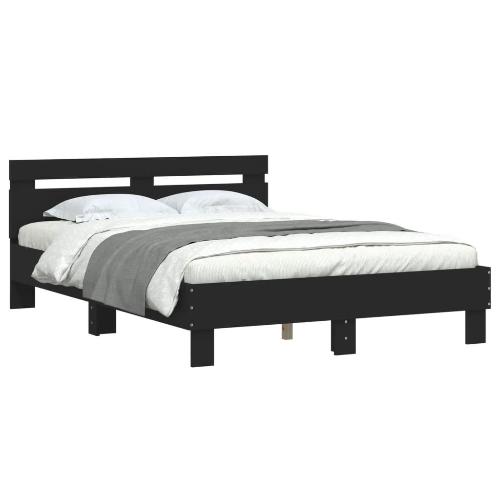 vidaXL Estructura cama con cabecero madera ingeniería negro 120x190 cm