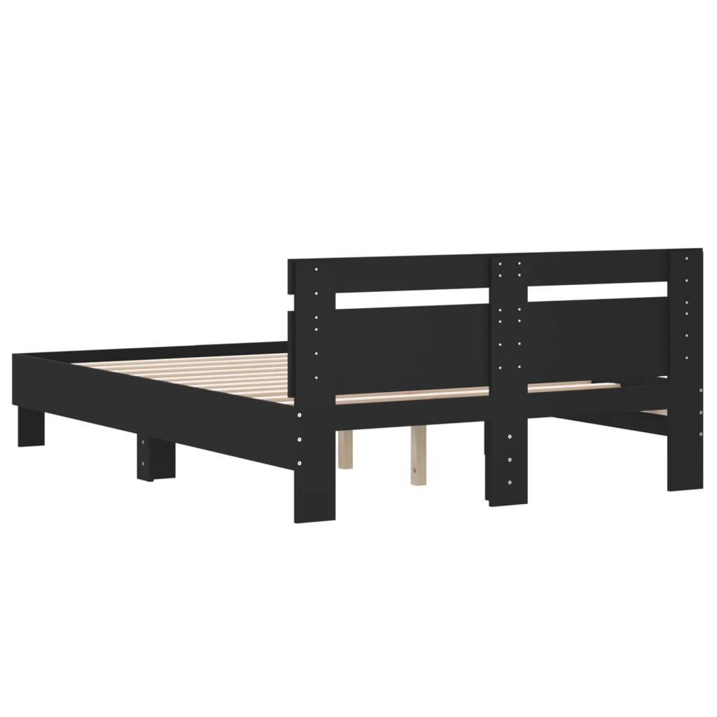 vidaXL Estructura cama con cabecero madera ingeniería negro 120x190 cm