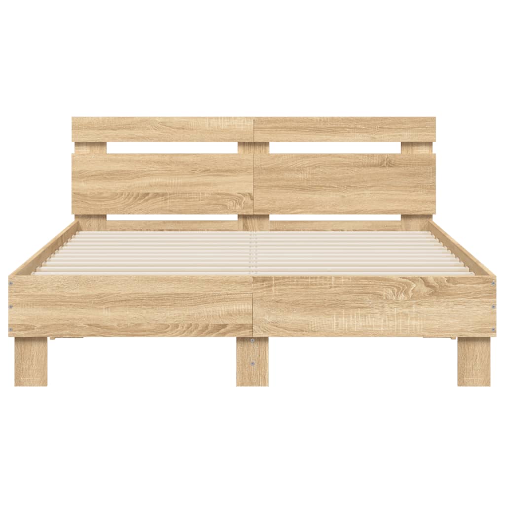 vidaXL Cama con cabecero madera de ingeniería roble Sonoma 120x190 cm