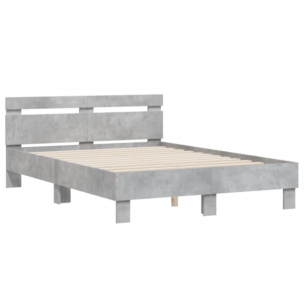 vidaXL Cama con cabecero madera de ingeniería gris hormigón 120x190 cm