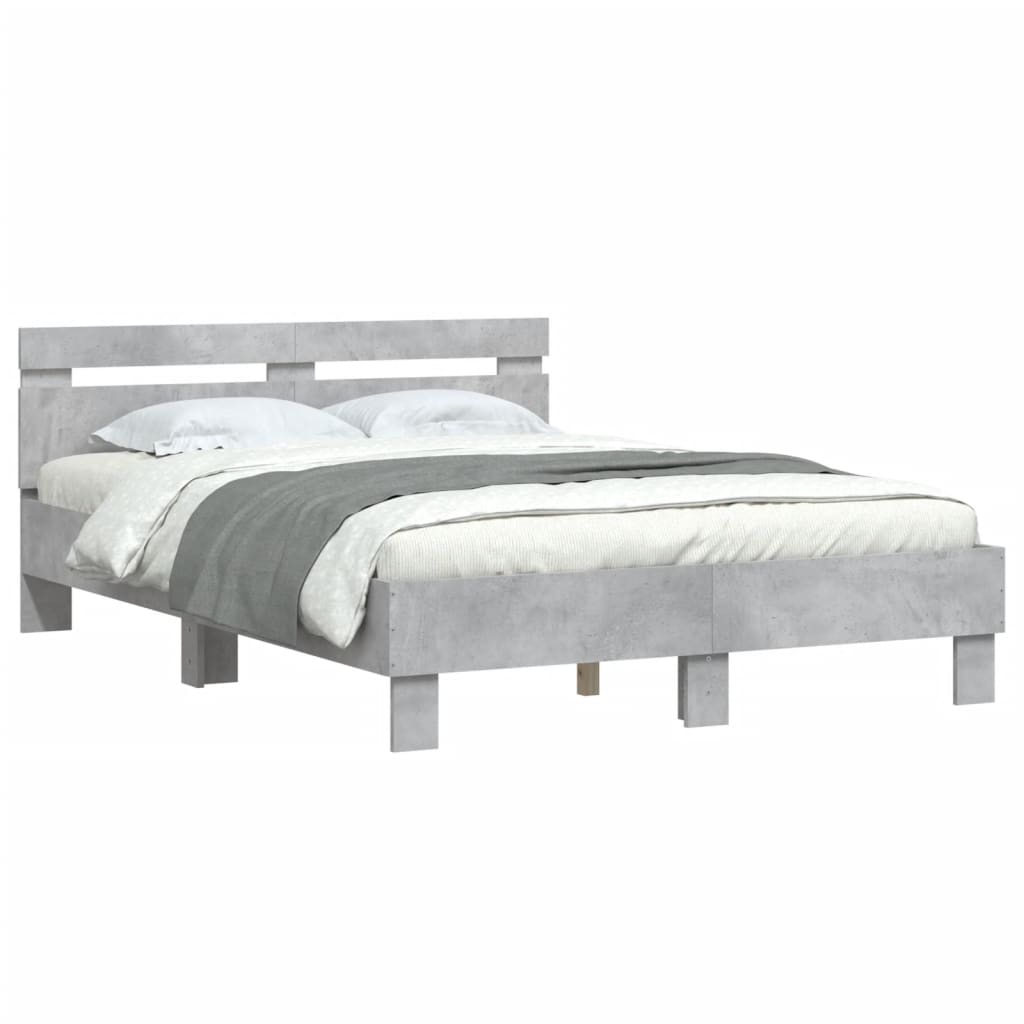 vidaXL Cama con cabecero madera de ingeniería gris hormigón 120x190 cm