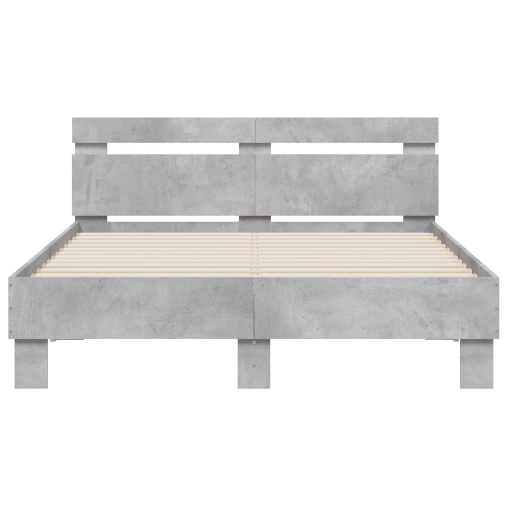 vidaXL Cama con cabecero madera de ingeniería gris hormigón 120x190 cm