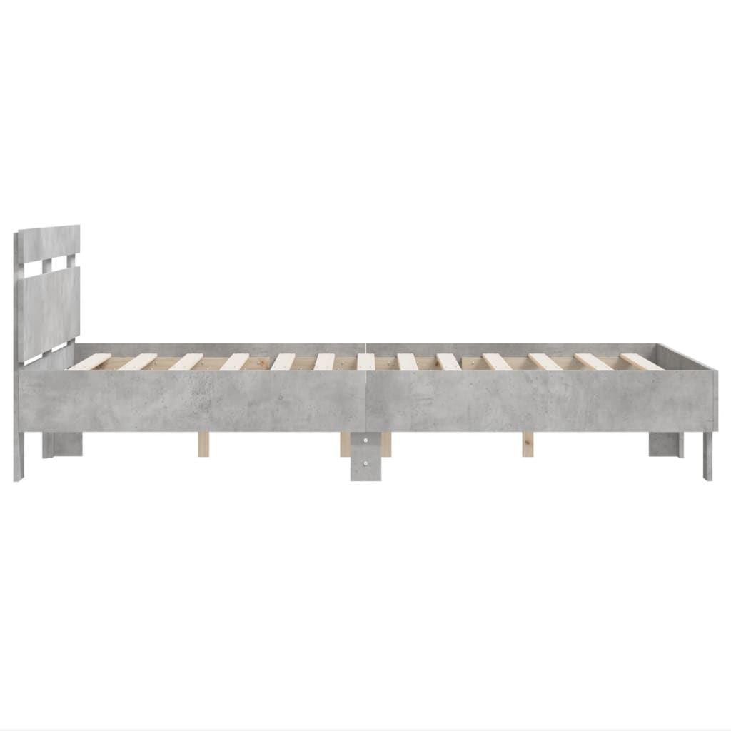 vidaXL Cama con cabecero madera de ingeniería gris hormigón 120x190 cm