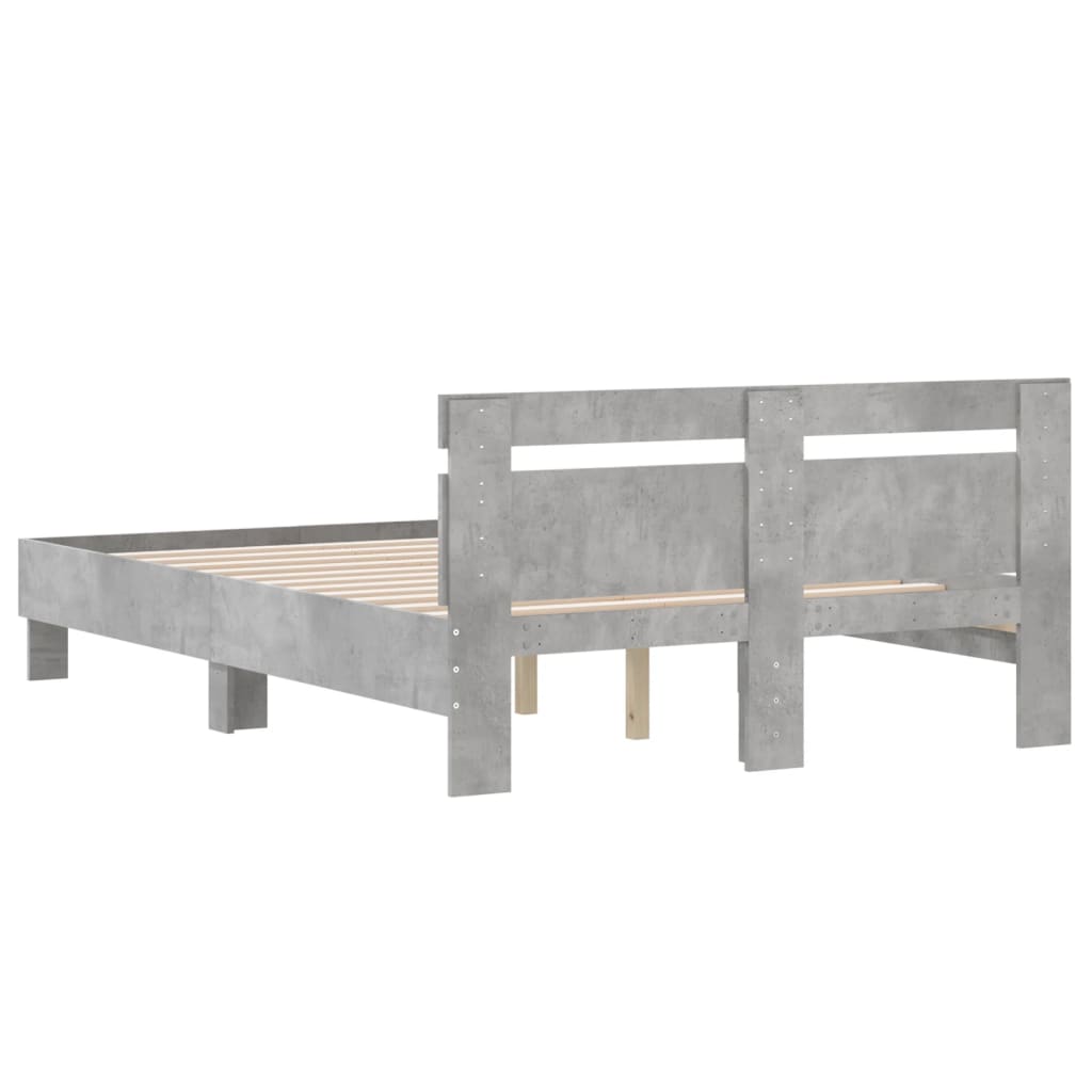 vidaXL Cama con cabecero madera de ingeniería gris hormigón 120x190 cm