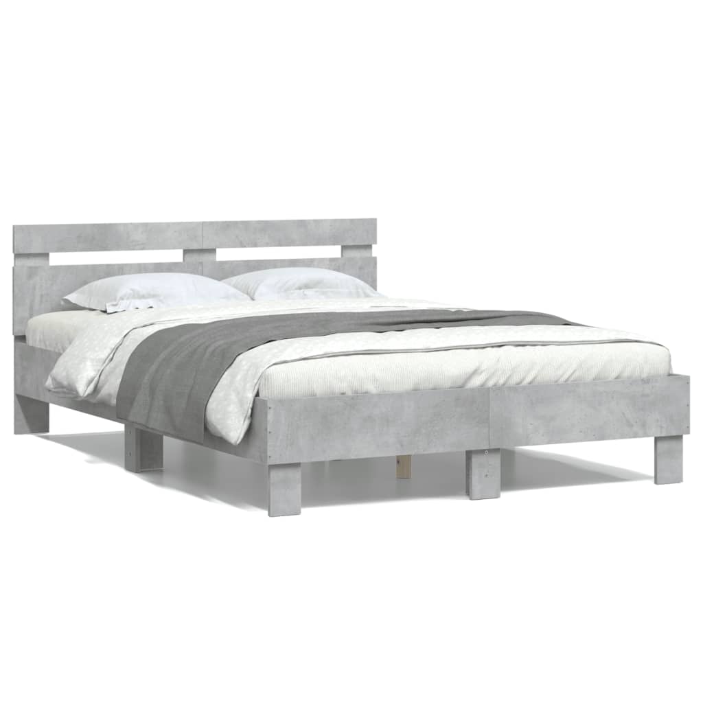 vidaXL Cama con cabecero madera de ingeniería gris hormigón 120x190 cm