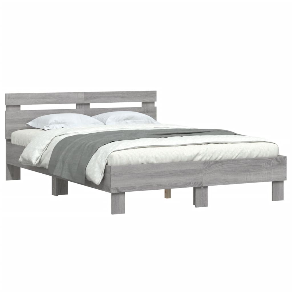 vidaXL Cama con cabecero madera de ingeniería gris Sonoma 120x190 cm