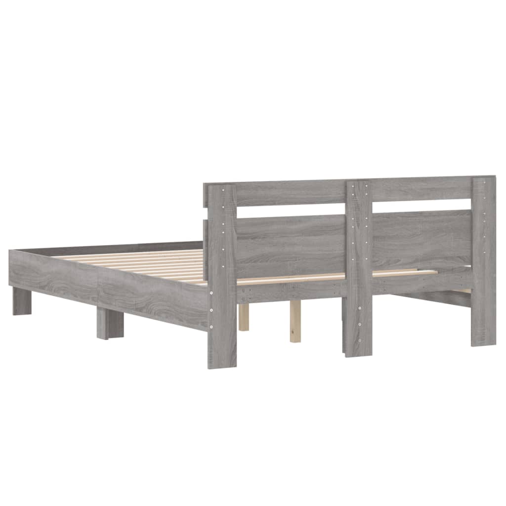 vidaXL Cama con cabecero madera de ingeniería gris Sonoma 120x190 cm