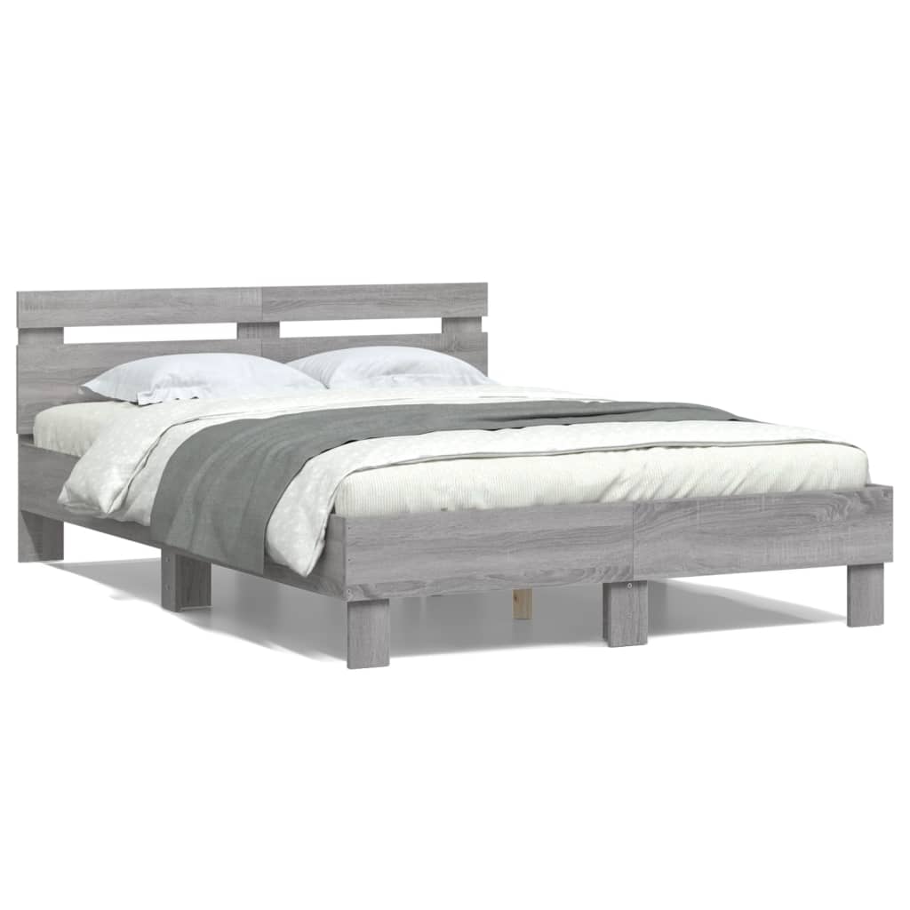 vidaXL Cama con cabecero madera de ingeniería gris Sonoma 120x190 cm